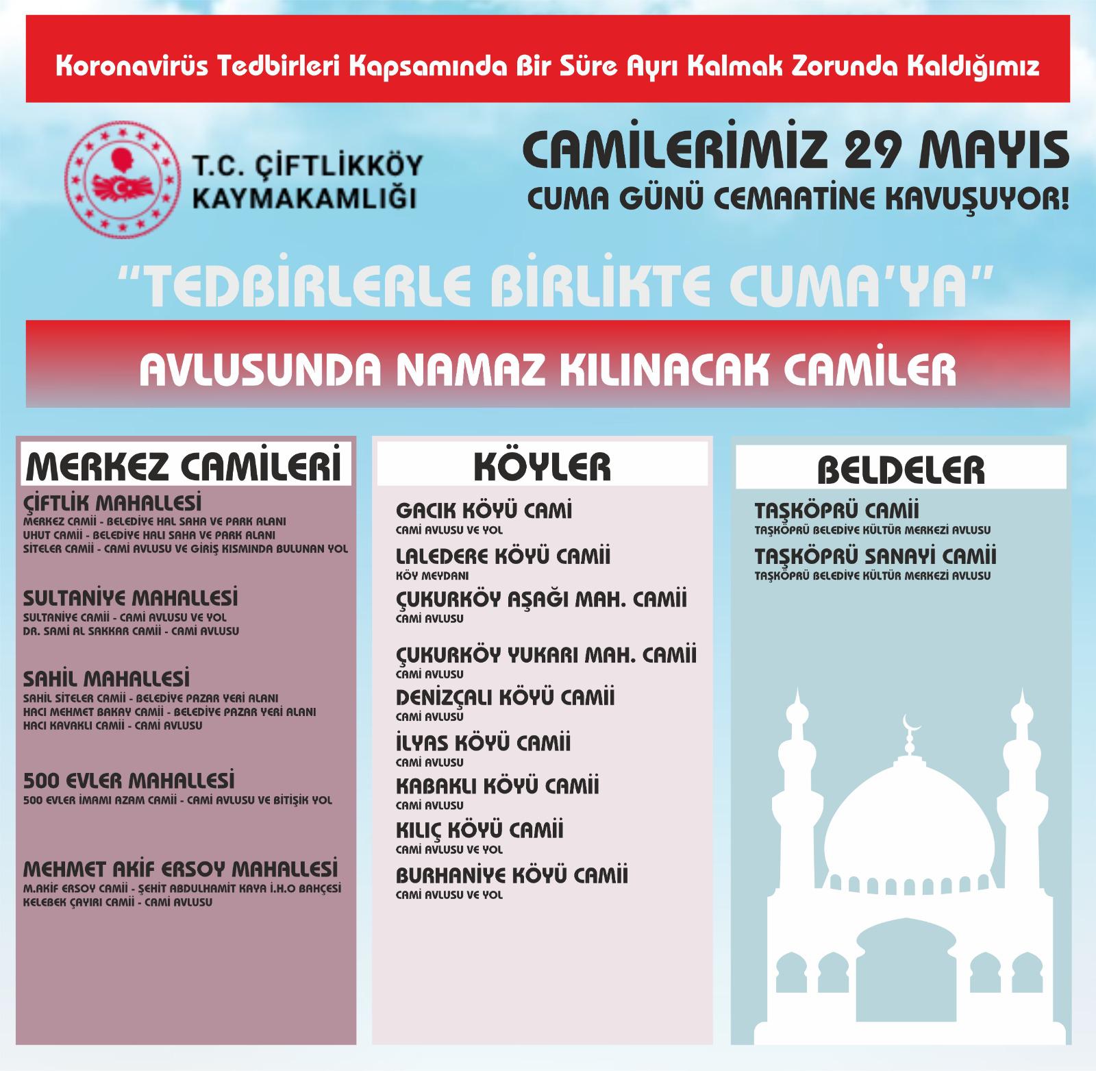 Cuma Namazı kılınabilecek yerler afiş